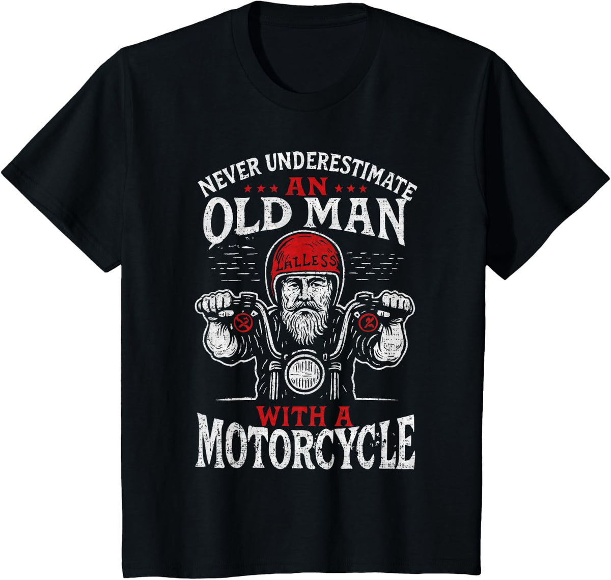 Vintage Never Underestimate An Old Man With A Motorcycle T-Shirt - Black