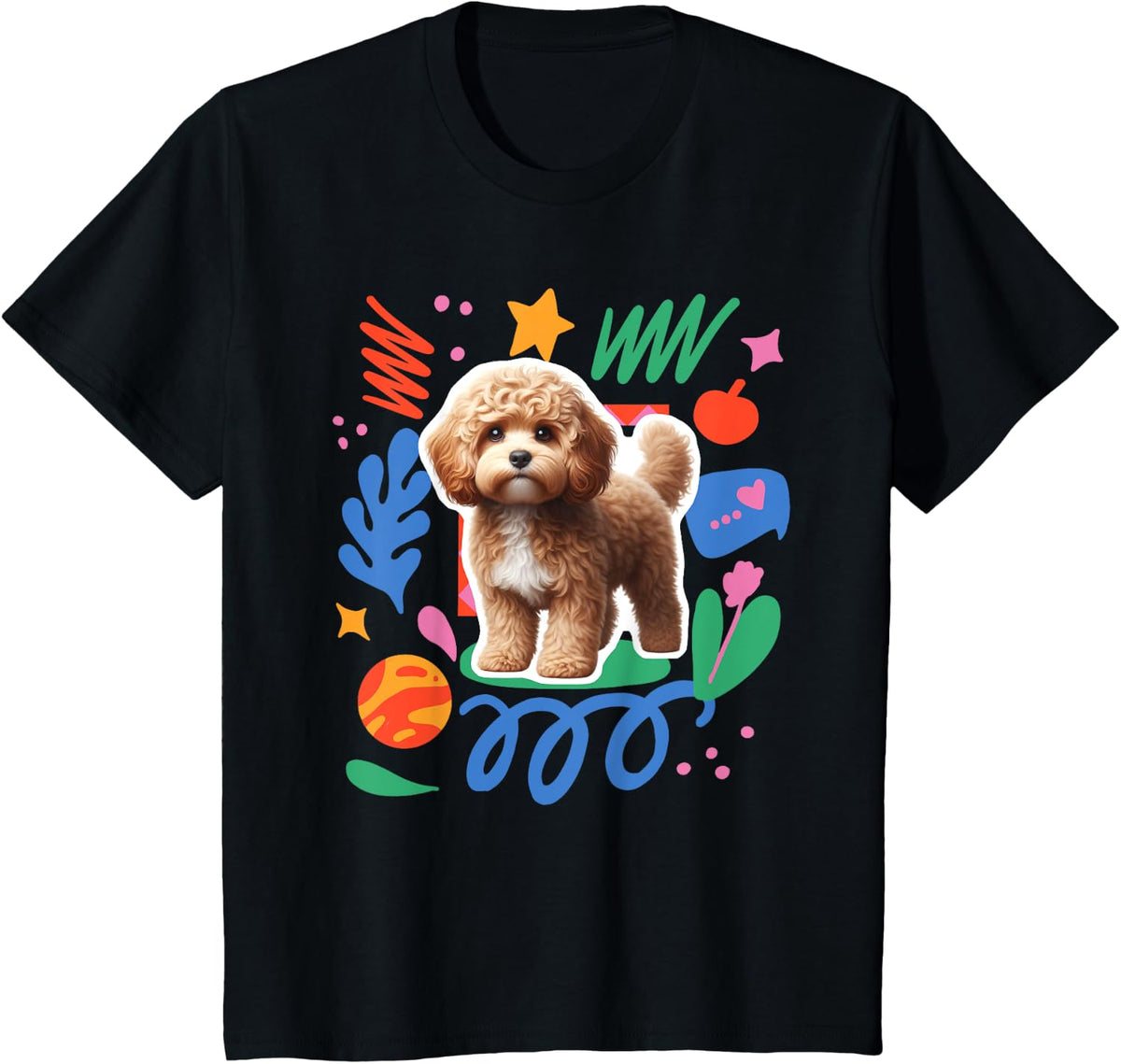 Cavapoo Playful Design Dog T-Shirt for Men Women Kids - Black