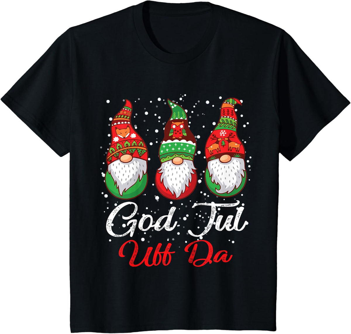 Ki God Jul Uff Da Swedish Merry Christmas Gnome Costume T-Shirt - Black