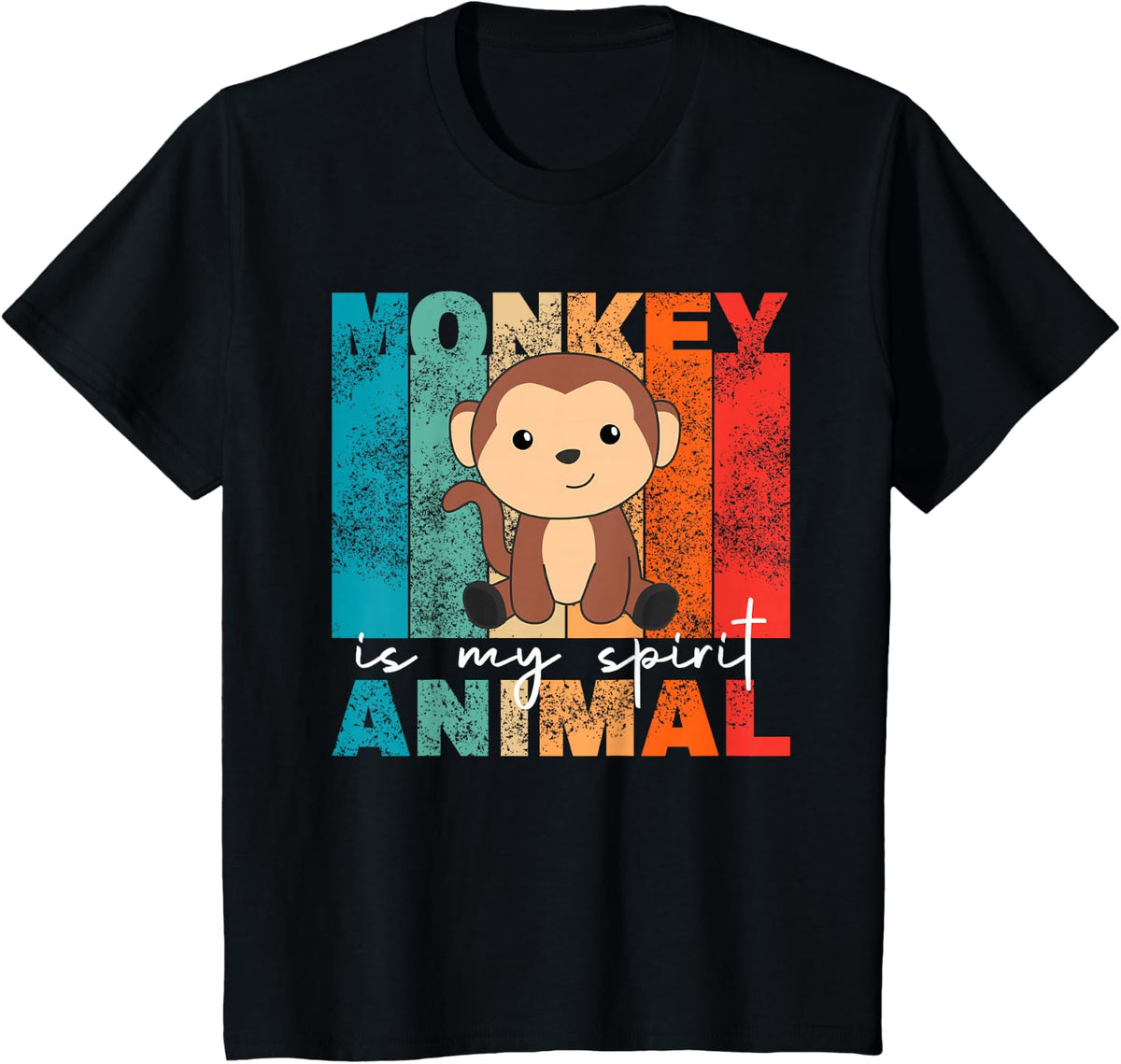 Monkey cute animals vintage Monkey Is My Spirit Animal T-Shirt - Black