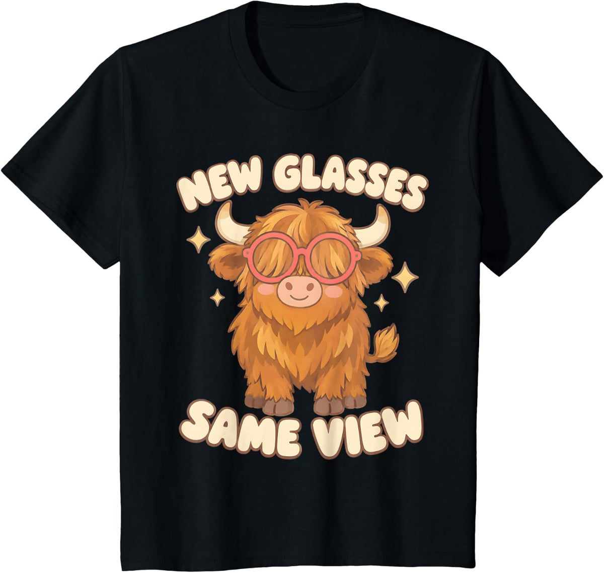 New Glasses Same View Highland Cow Optometrist T-Shirt - Black