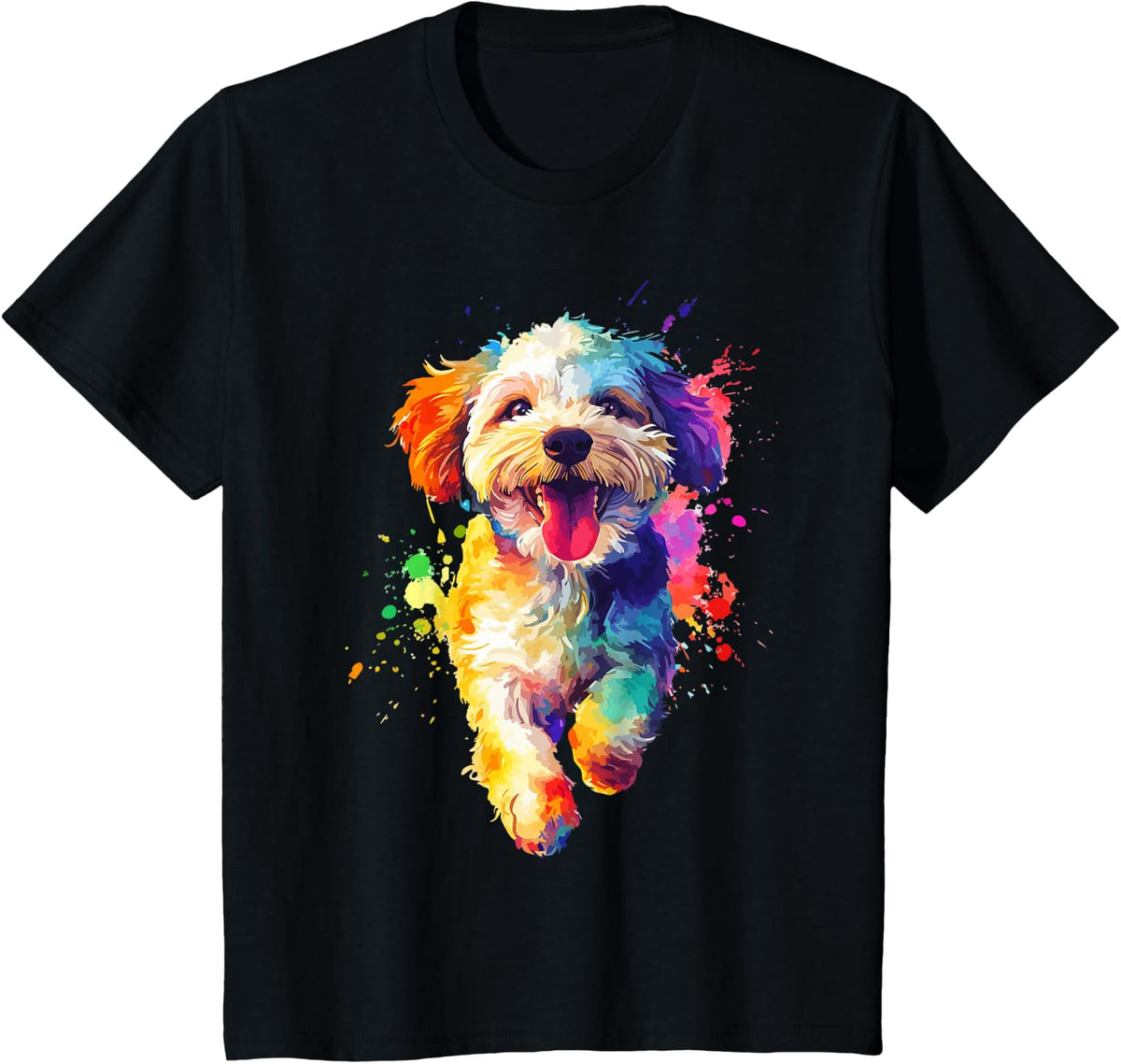 Cockapoo Lovers Colorful Splash Art Cockapoo T-Shirt - Black