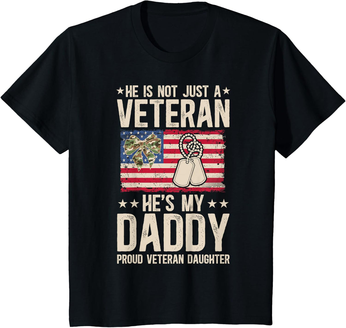 Proud Veteran Daughter US Flag Daughter of A Veteran T-Shirt - Black