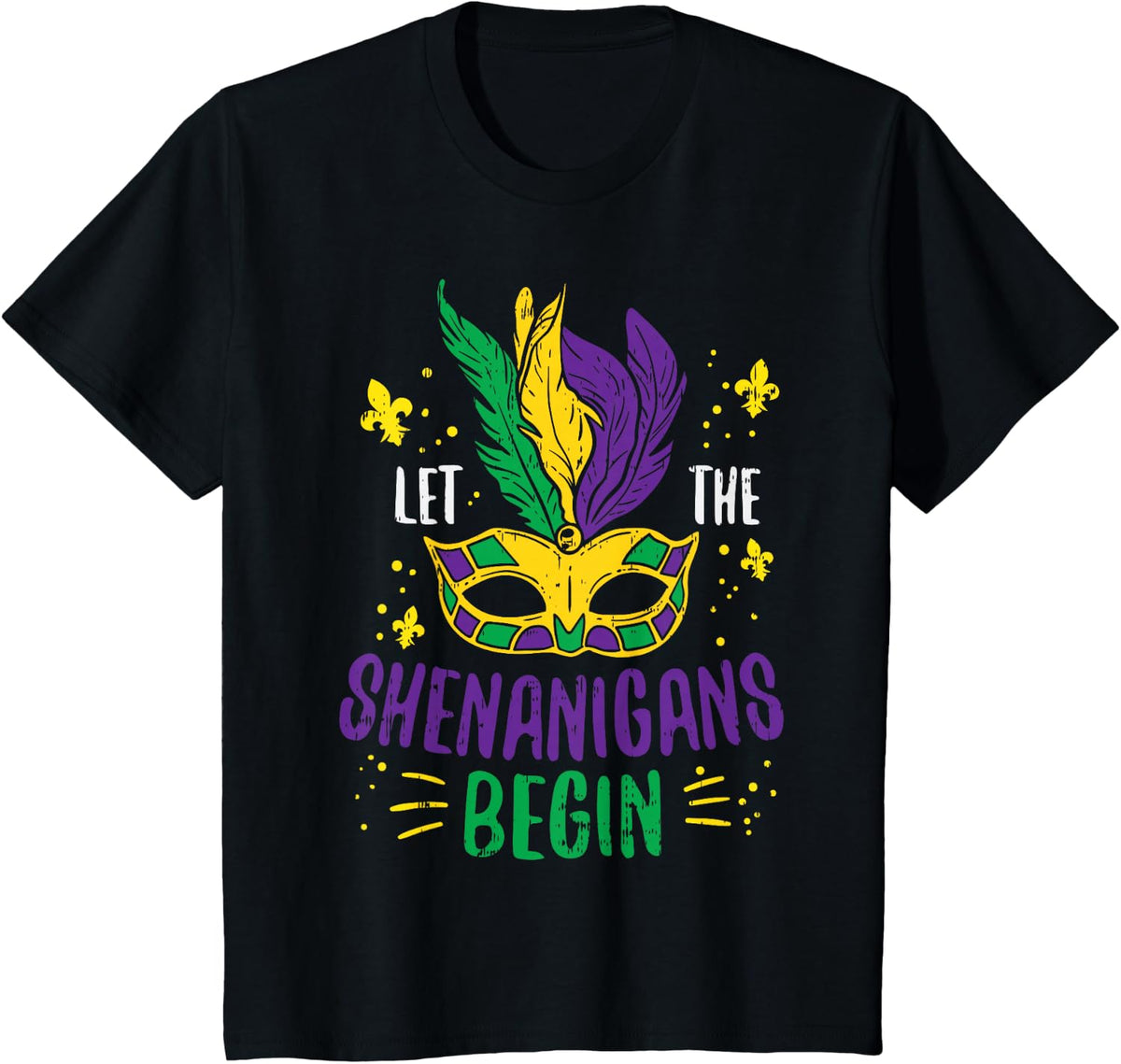 Let The Shenanigans Begin Jester Funny Mardi Gras Carnival T-Shirt - Black