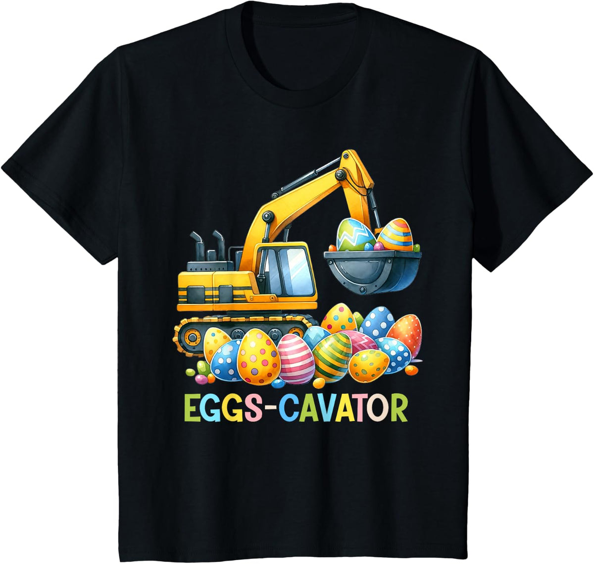Eggscavator Easter Egg Hunt Construction Trucks Toddler Boys T-Shirt - Black