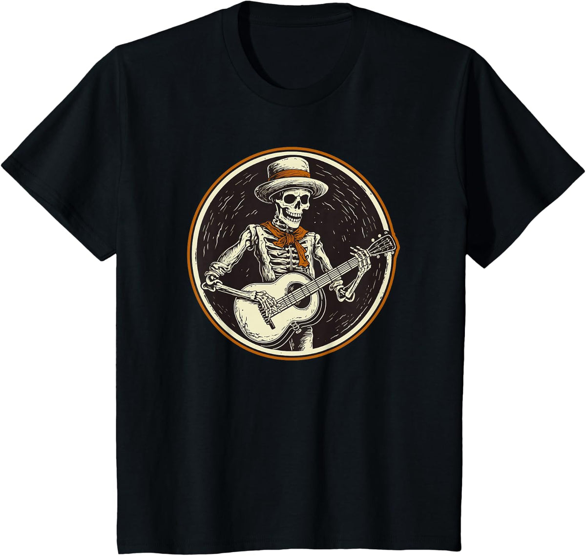 Skeleton Playing Banjo Funny Bluegrass Style T-Shirt - Black