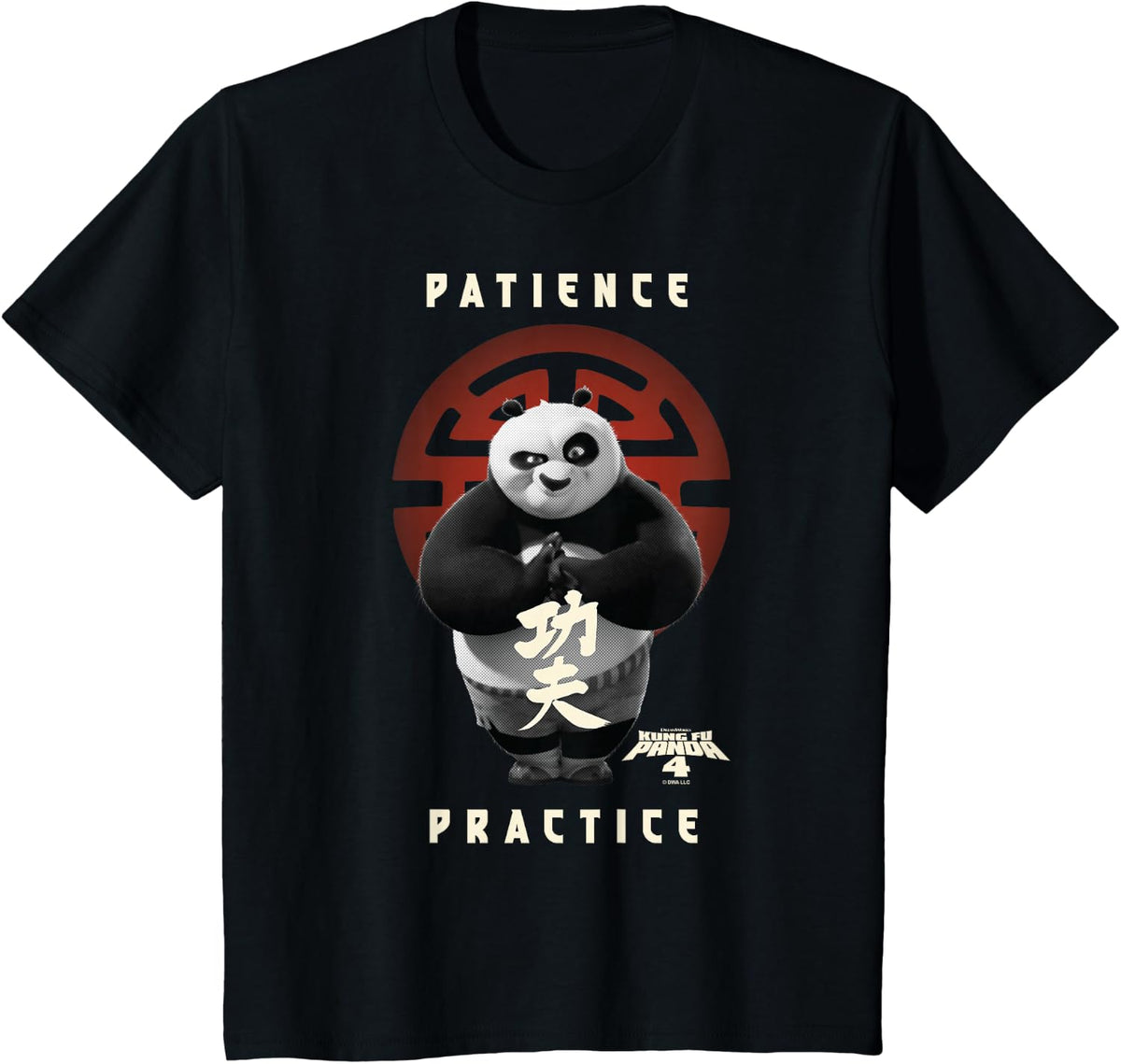 Kung Fu Panda 4 Patience Practice Master Po Portrait T-Shirt - Black