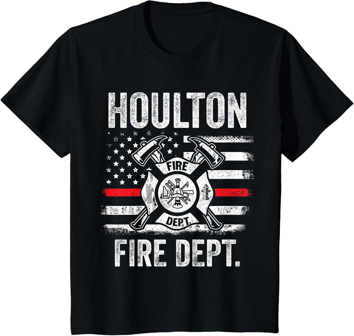 Houlton Maine Fire Department Maine Firefighter T-Shirt - Black