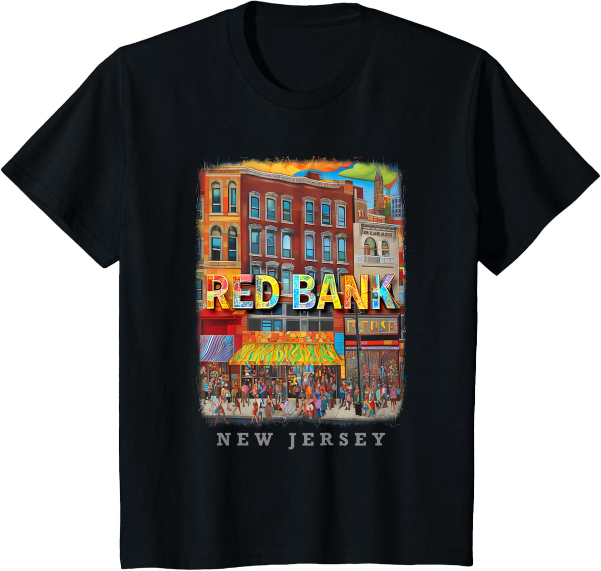 Red Bank New Jersey NJ Music and Art Scene SD503 T-Shirt - Black