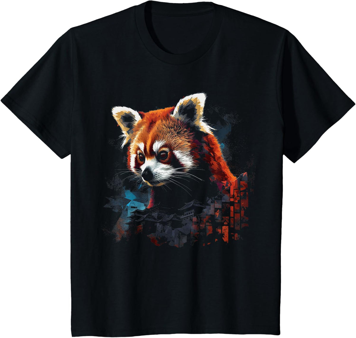 Red Panda Lover Artwork | Animal Motif Red Panda T-Shirt - Black