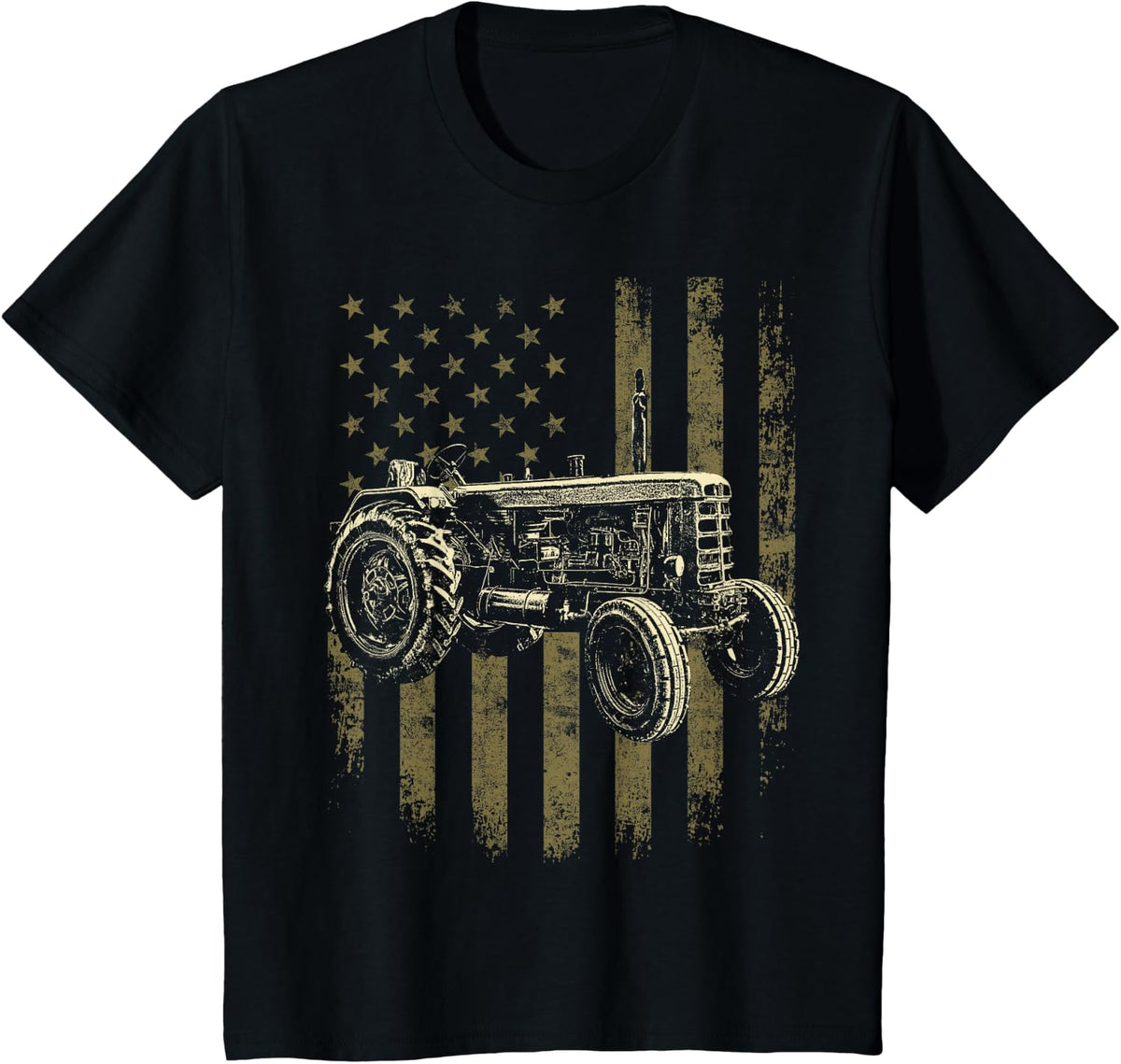 Patriotic Tractor American Flag Tractor Farm Gift Men Women T-Shirt - Black