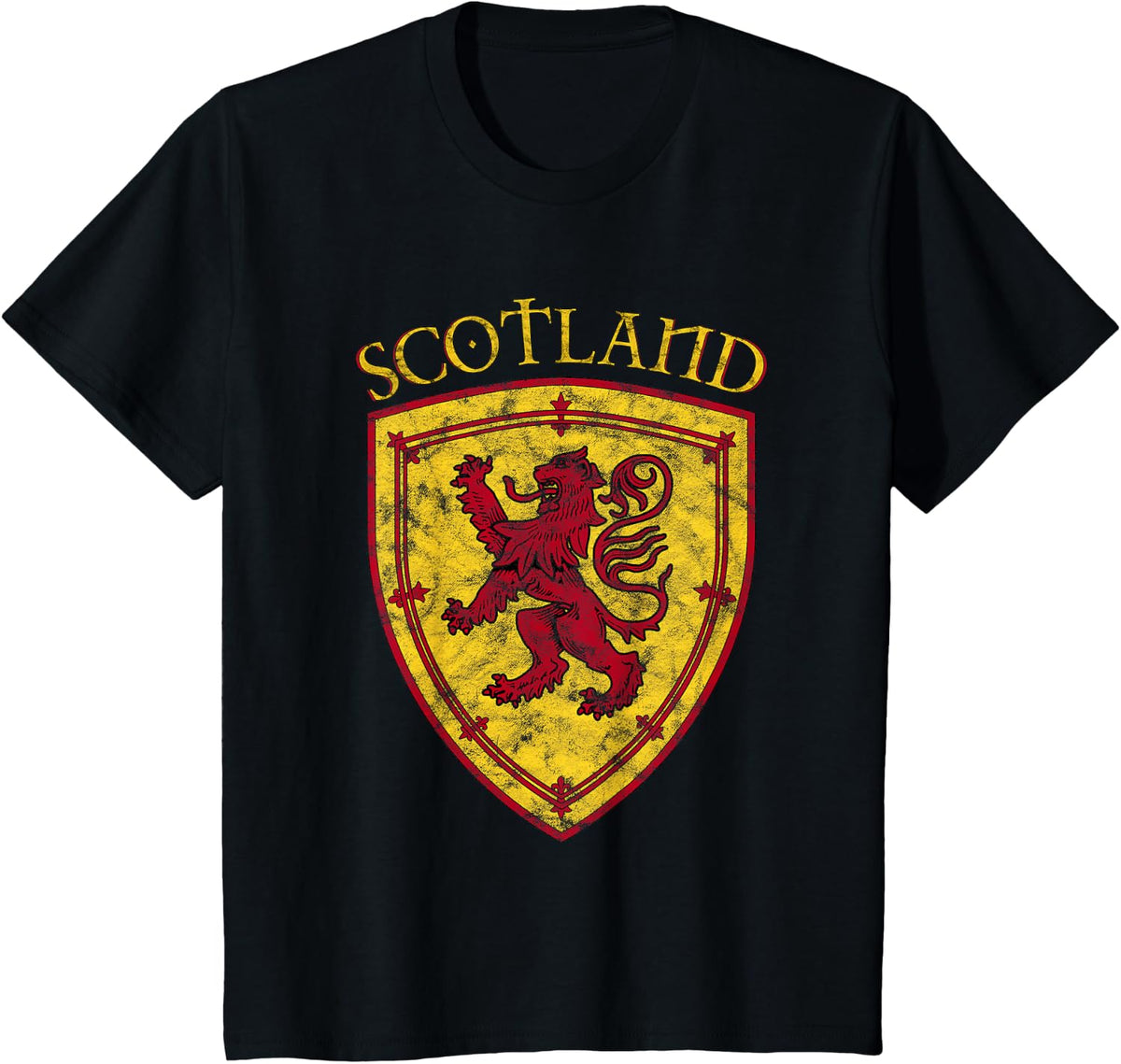 Scottish Rampant Lion Scotland Coat of Arms Banner T-Shirt - Black
