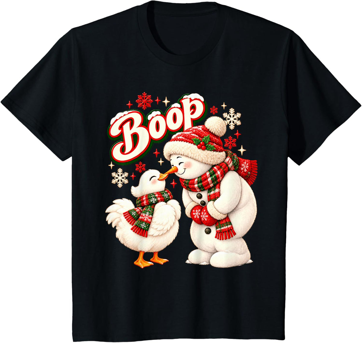 Boop Duck Snowman Sweet Winter Nose T-Shirt - Black