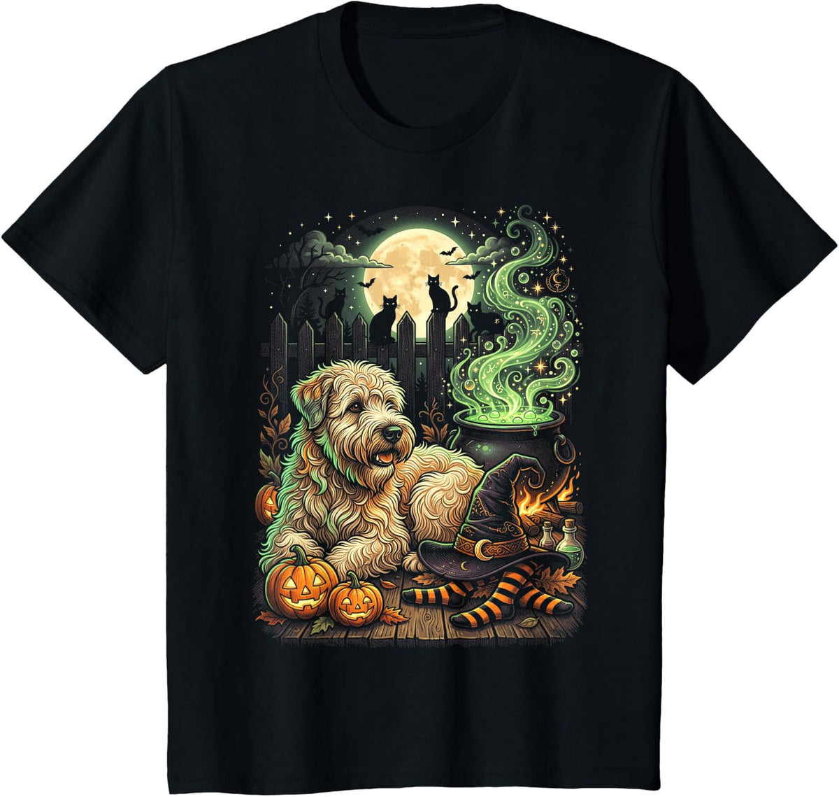 Soft Coated Wheaten Terrier Halloween Dog Lover Spooky Cute T-Shirt - Black