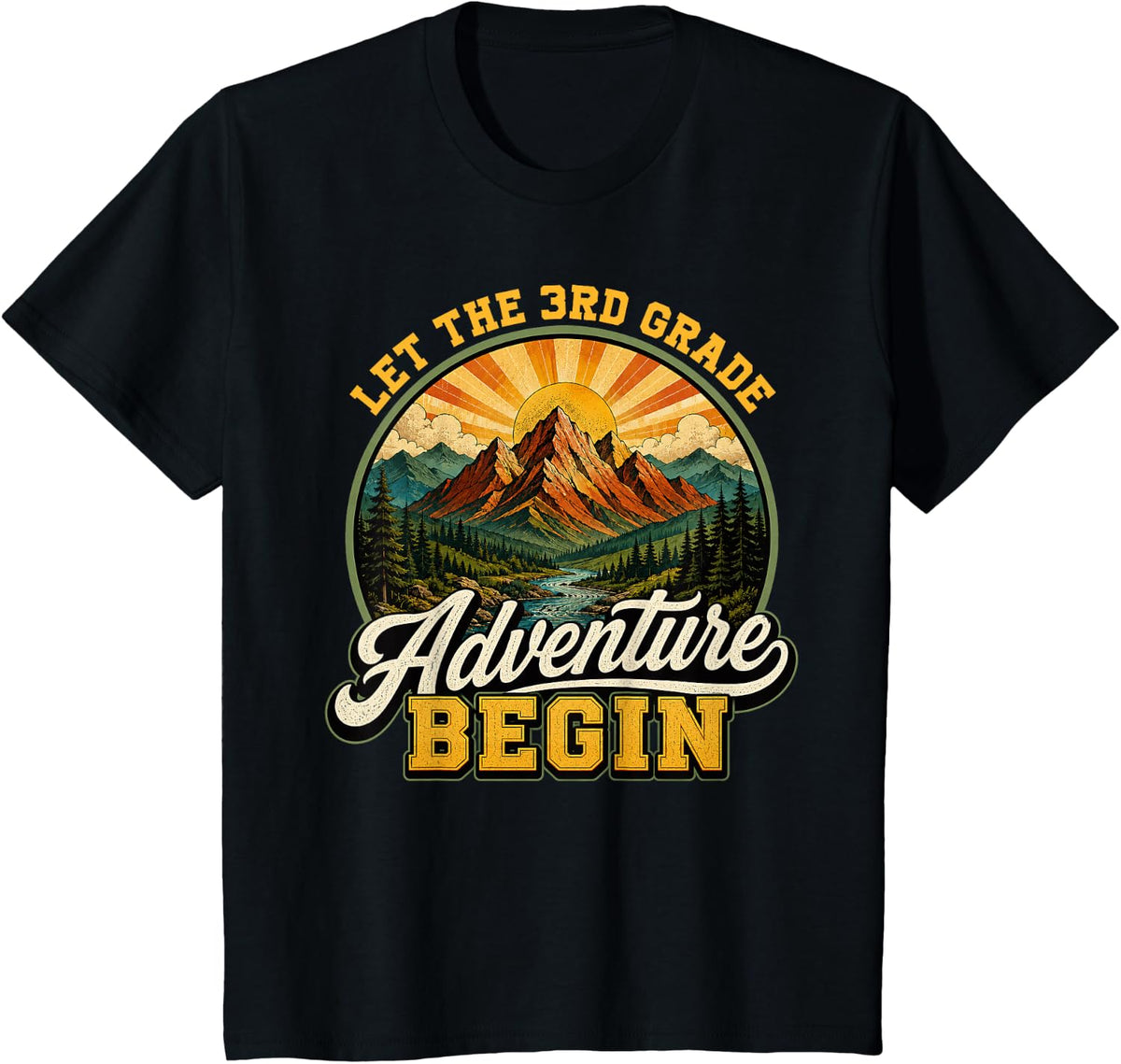 Back to School Let The 3rd Grade Adventure Begin Kids T-Shirt - Black