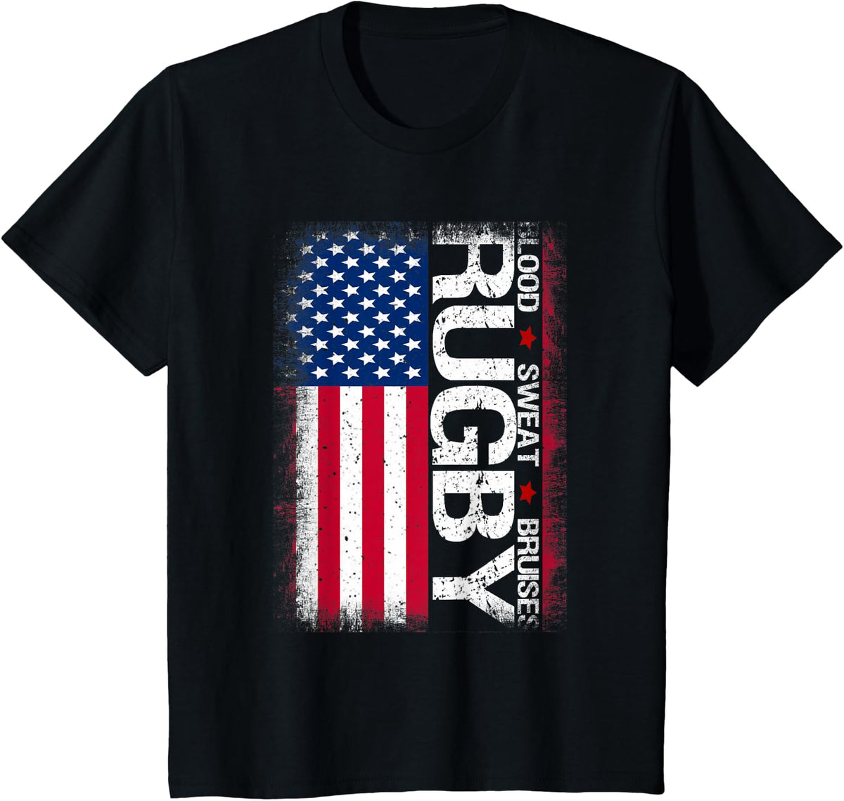 USA Rugby American Flag Distressed Rugby 4th of July Gift T-Shirt Small - Black