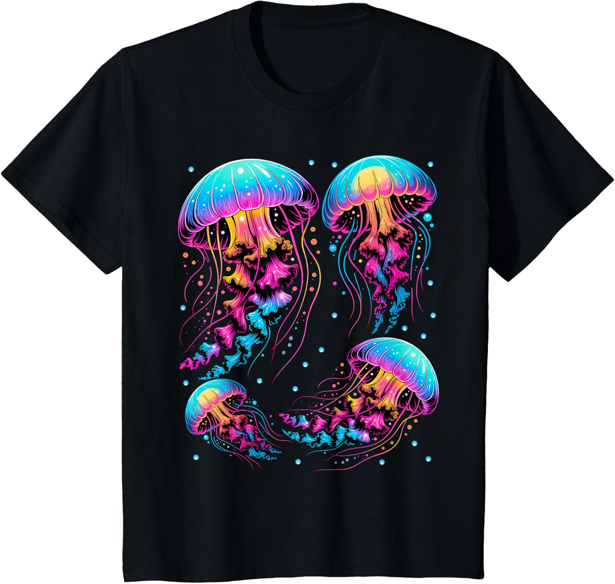 Jellyfish Artwork Motif Sea Ocean Animal Lover T-Shirt - Black