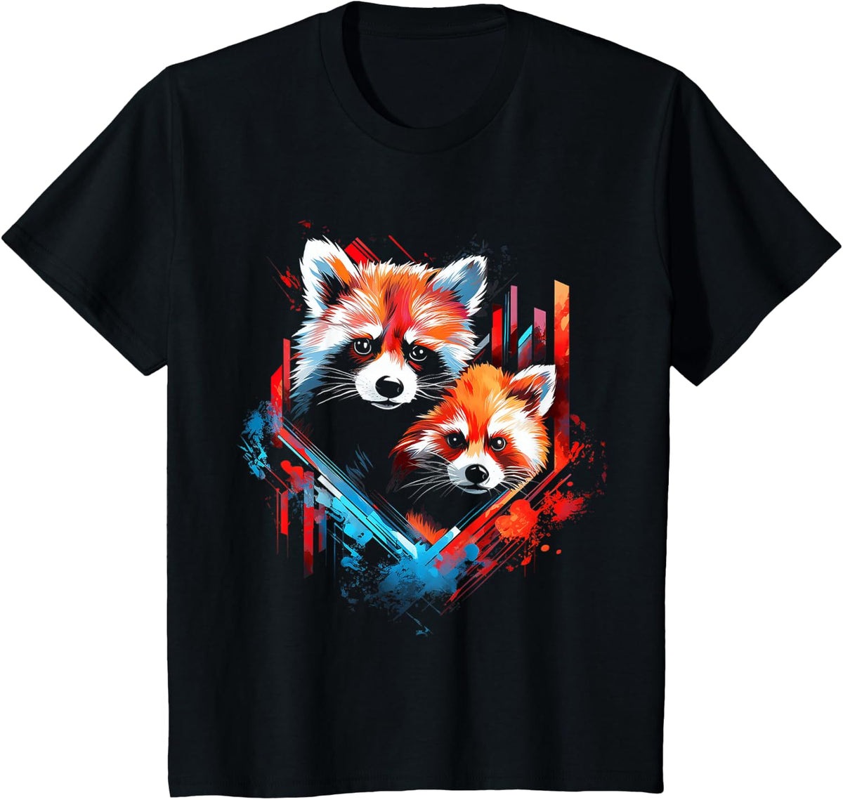 Red Panda Animal Zoo Artwork Red Panda T-Shirt - Black