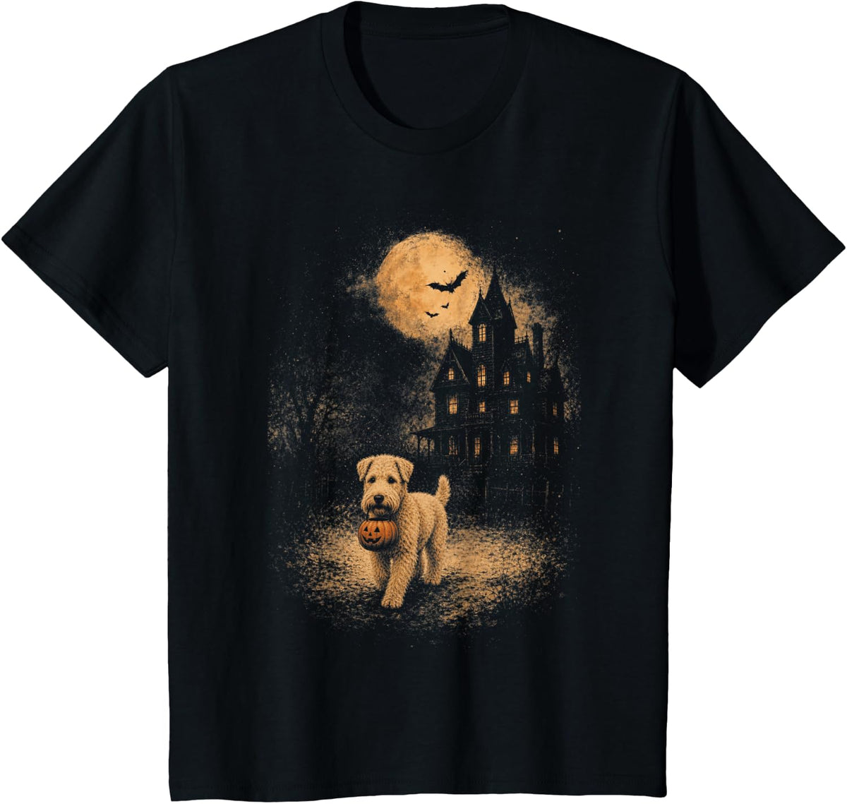 Vintage Soft Coated Wheaten Terrier Halloween Funny Dog T-Shirt - Black
