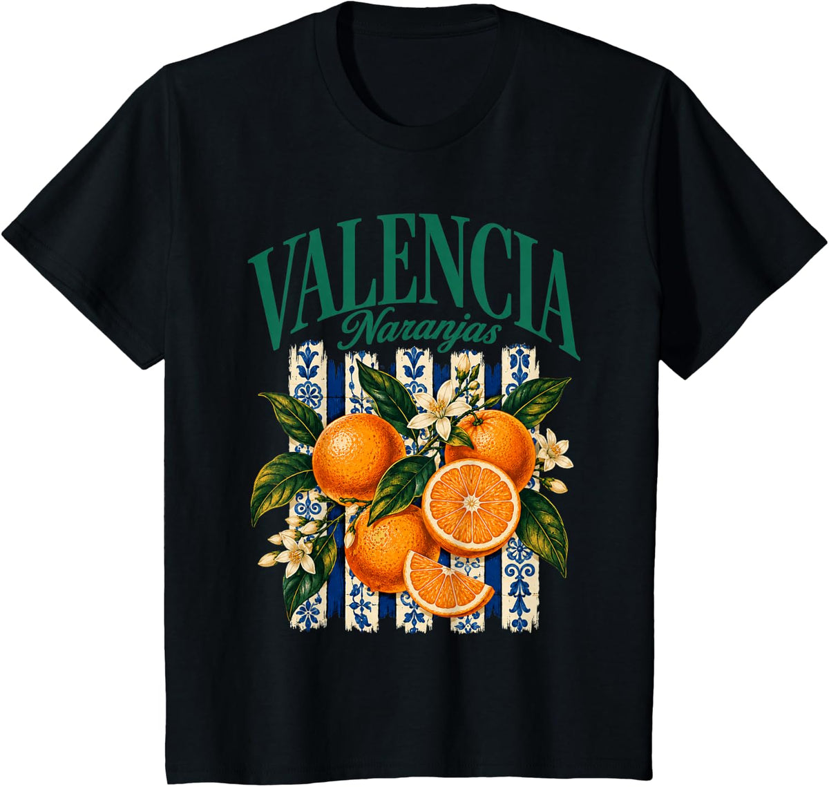 Valencia Spain Naranjas España Citrus Oranges Fruit Market T-Shirt - Black