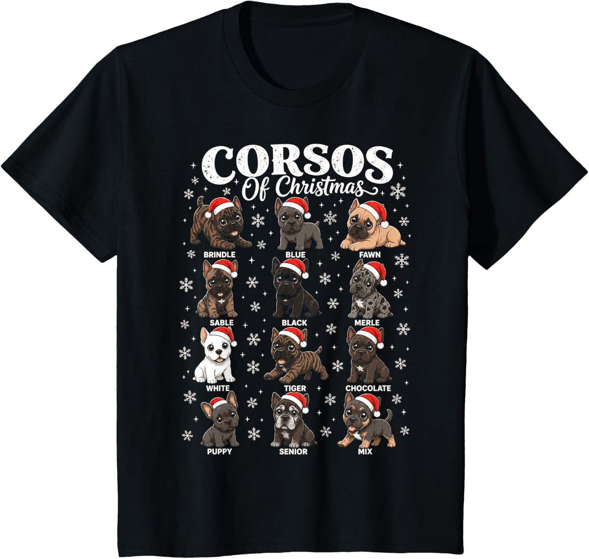 Christmas Cane Corso Colors Santa Hat Dog Breed Lover T-Shirt - Black