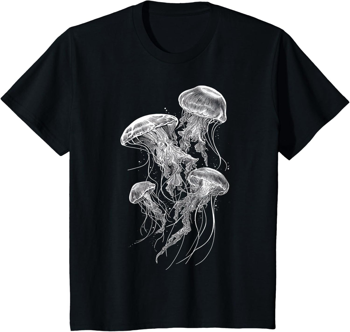 Jellyfish Animal Lover Motif Ocean T-Shirt - Black
