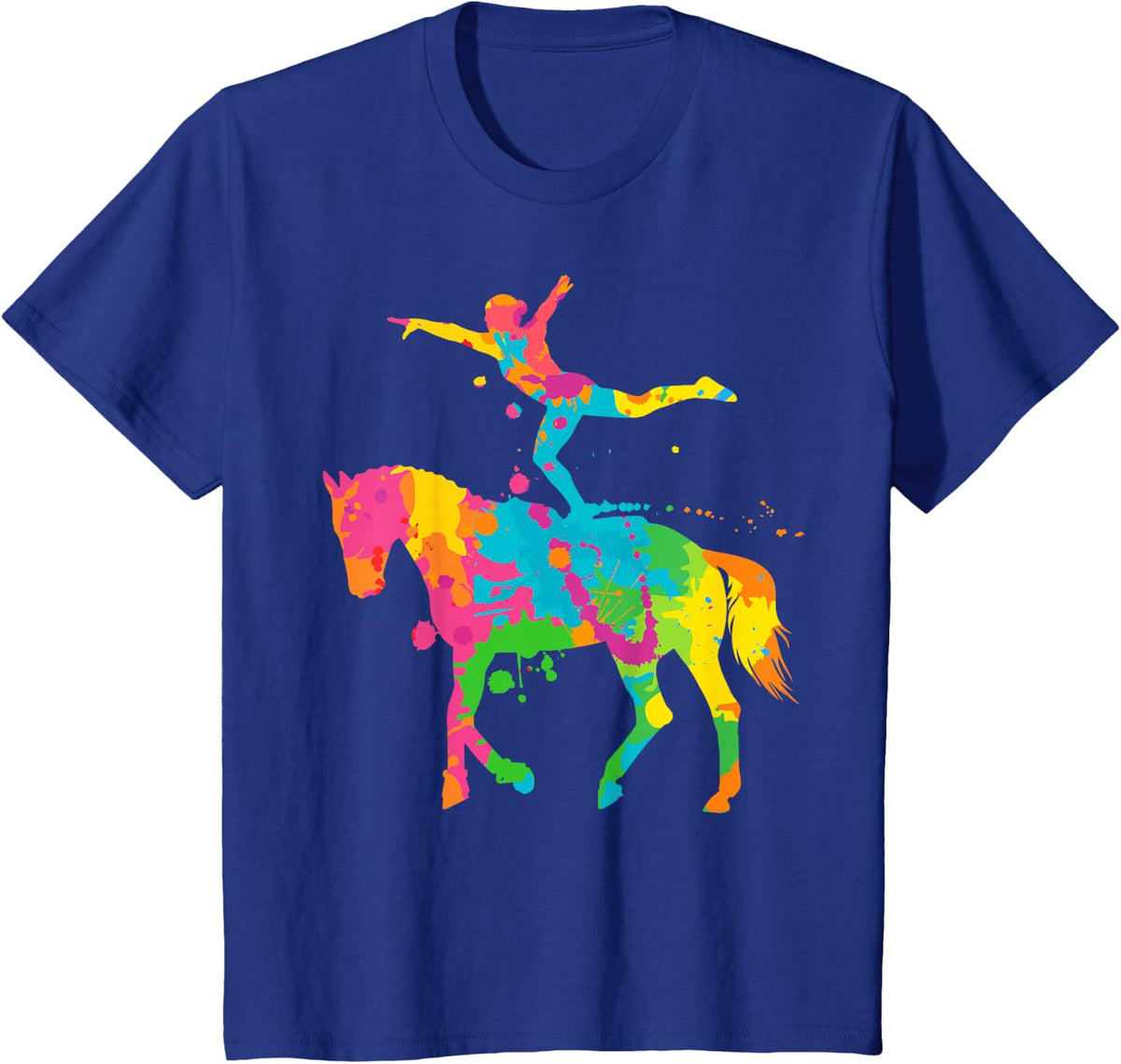 Equestrian Vaulting Colorful Kids Women Girls Horse Vaulter T-Shirt - Royal Blue