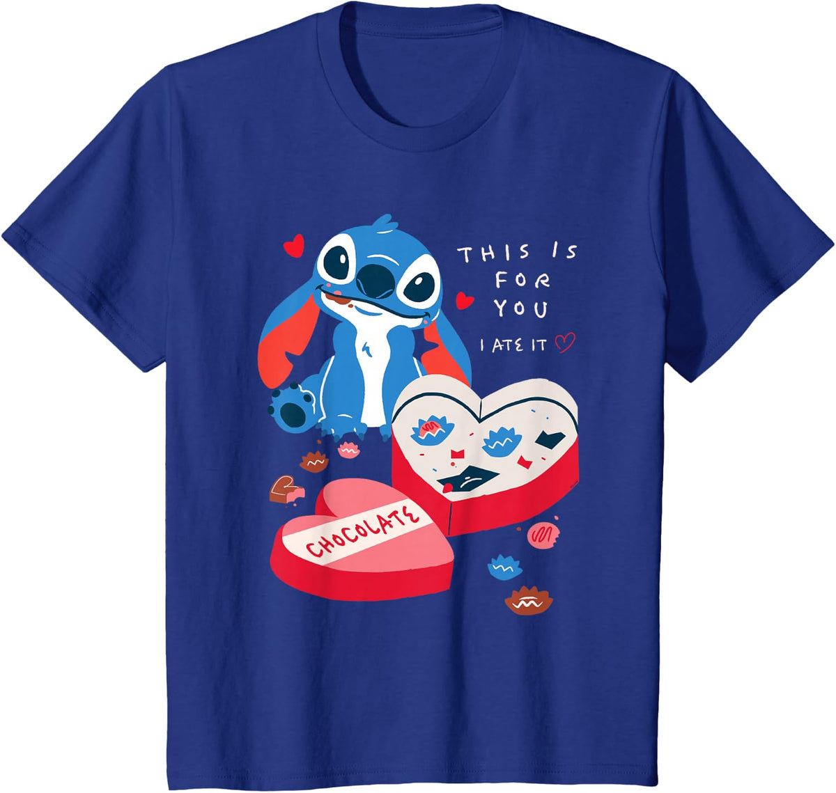 Disney Stitch Valentine's Day This is for You. I Ate it. T-Shirt - Royal Blue