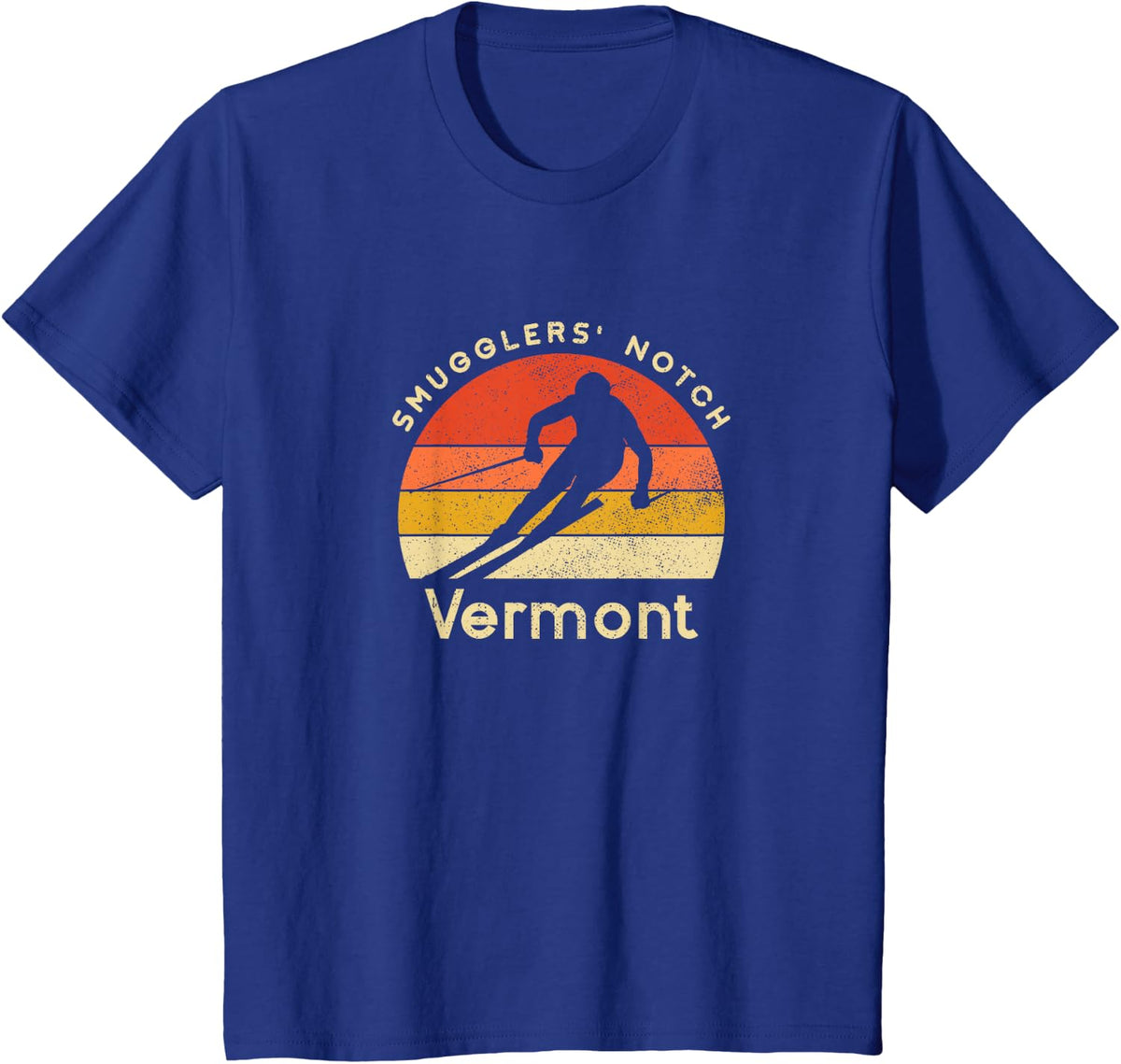Vintage Ski Smugglers' Notch Vermont Mountain T-Shirt - Royal Blue