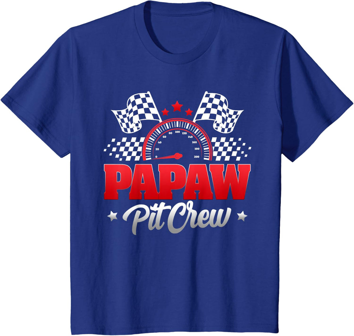 Papaw Pit Crew Race Car Birthday Family Matching T-Shirt - Royal Blue