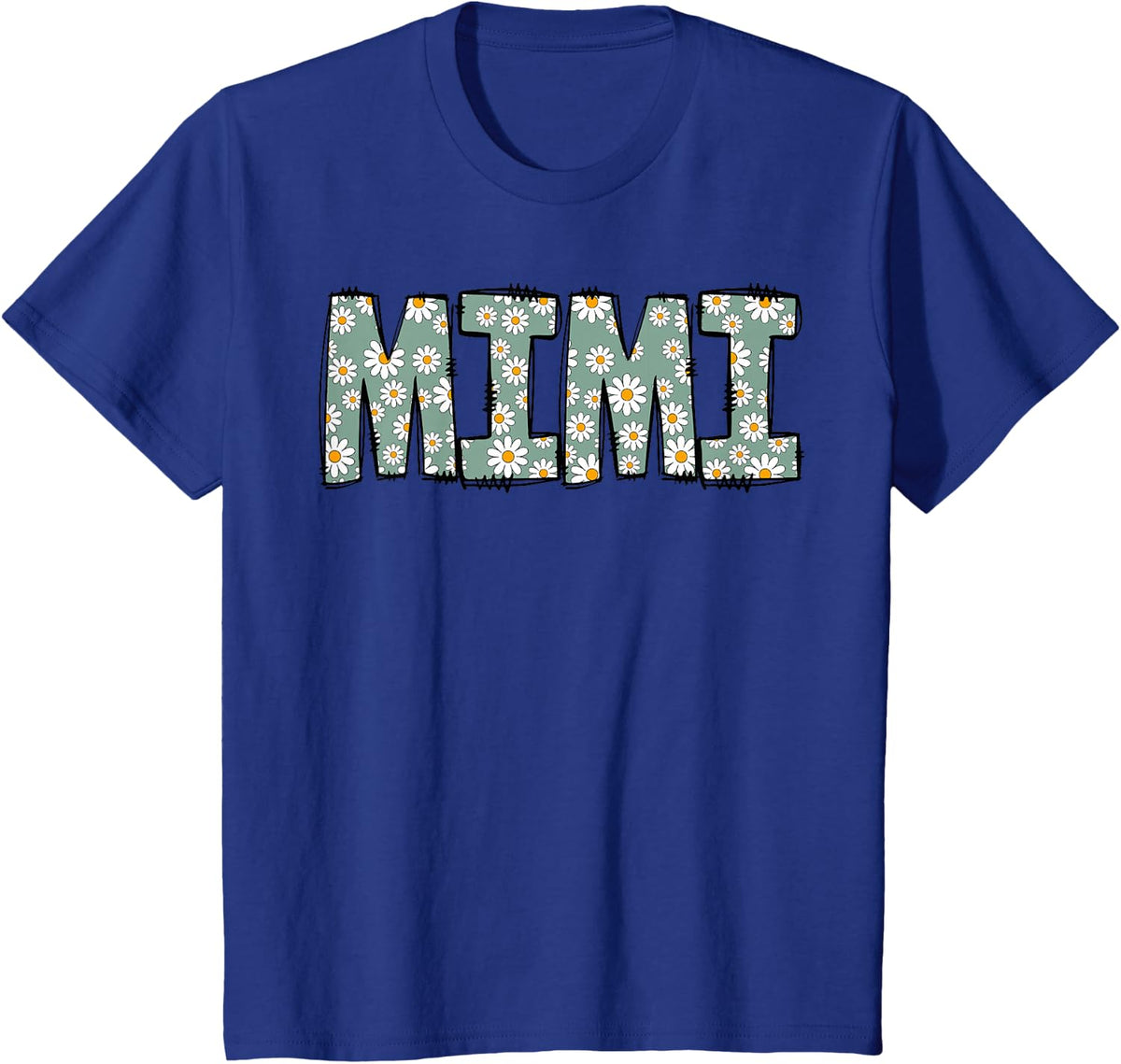 Retro Mimi Colorful Flowers Groovy Daisy Flower T-Shirt - Royal Blue