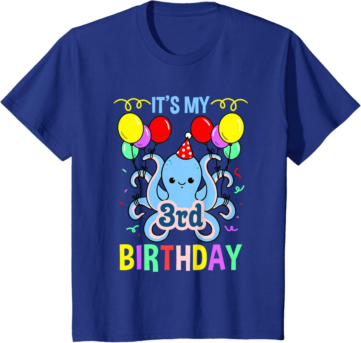 Its My 3rd Birthday Octopus T-Shirt - Royal Blue