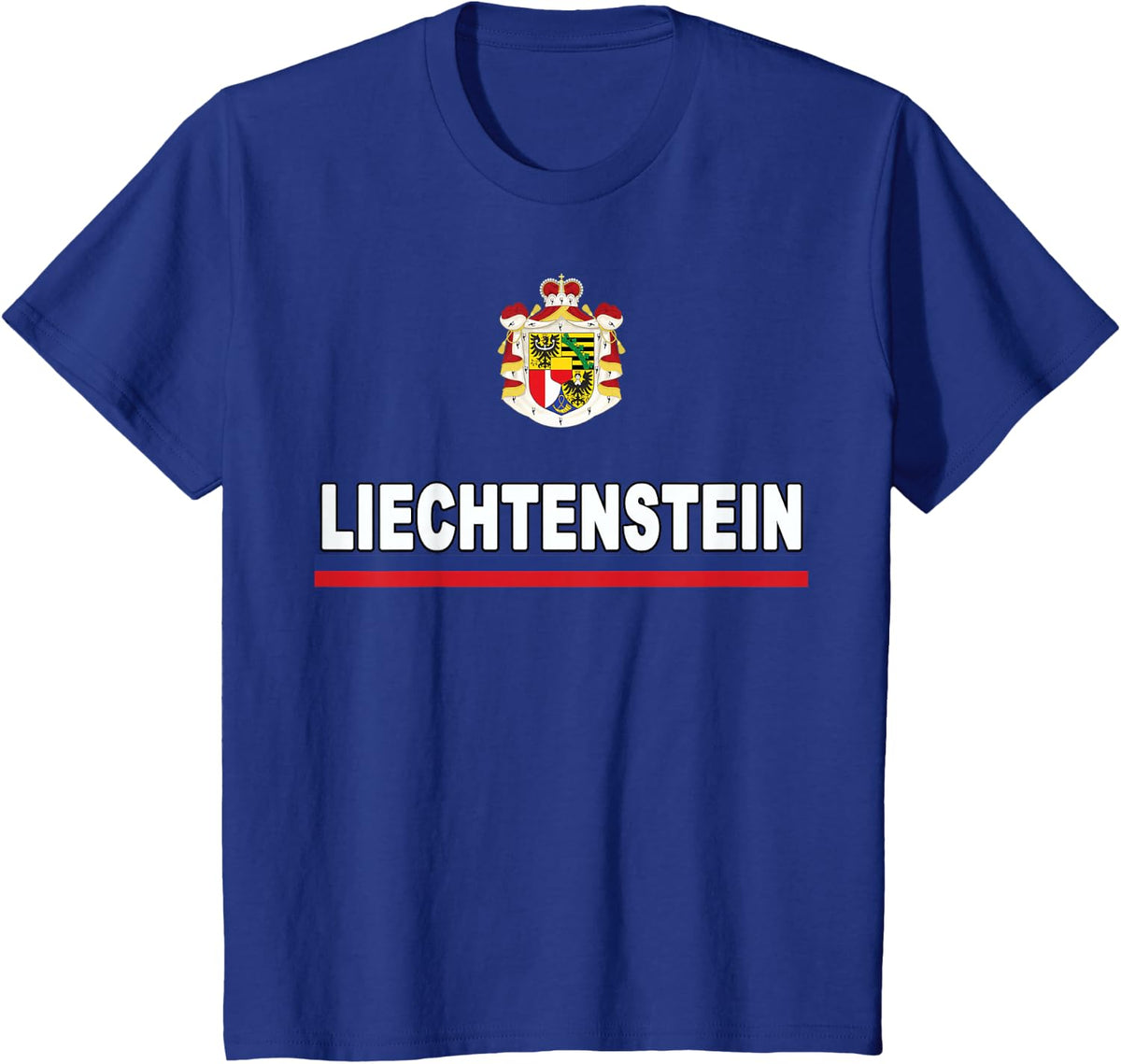 Liechtenstein Flag Stripe and Emblem Sporty T-Shirt - Royal Blue