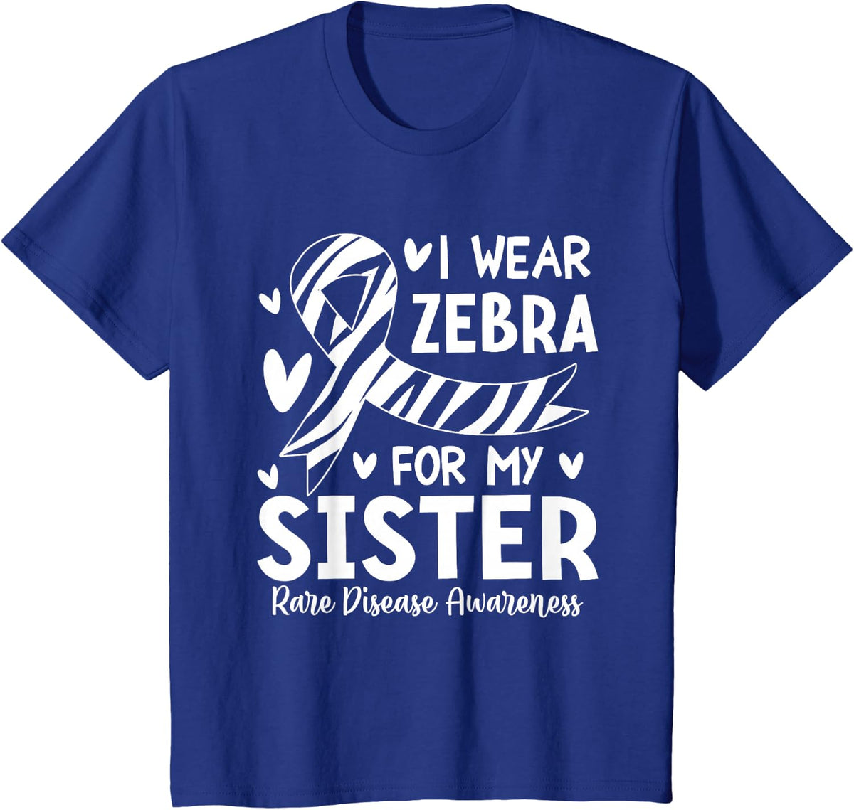 Rare Disease Awareness Rare Cancer Zebra Striped Ribbon T-Shirt - Royal Blue
