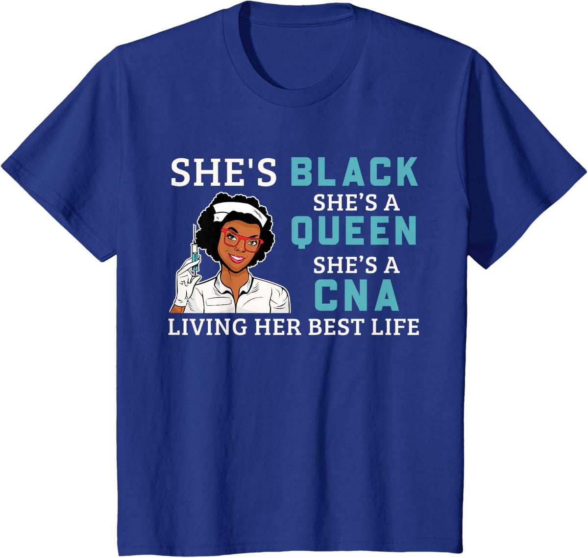Black Cna Proud Afro Queen Women T-Shirt - Royal Blue