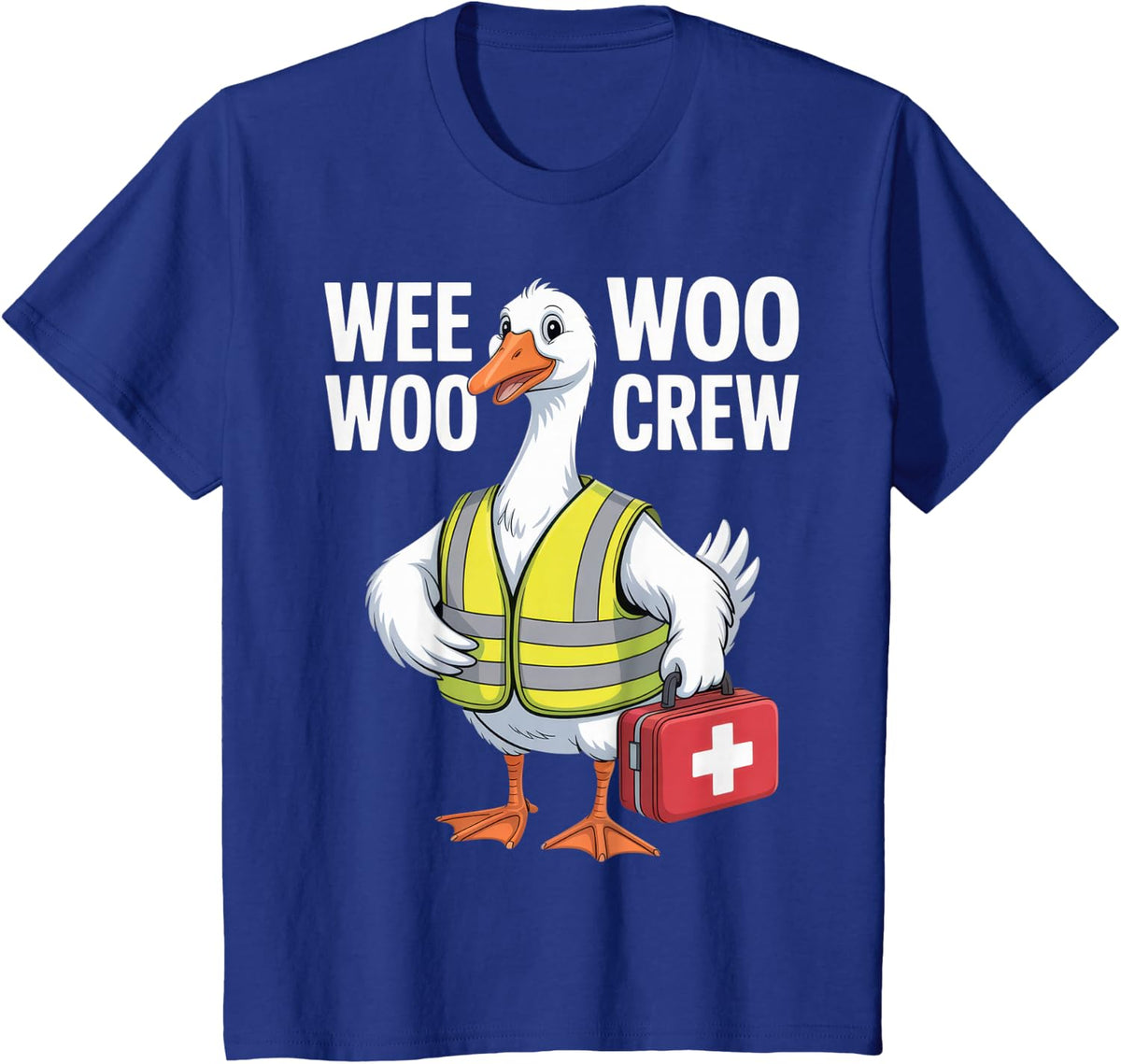 Wee Woo Crew Funny Duck Lovers Quirky Humor Party Vibe T-Shirt - Royal Blue