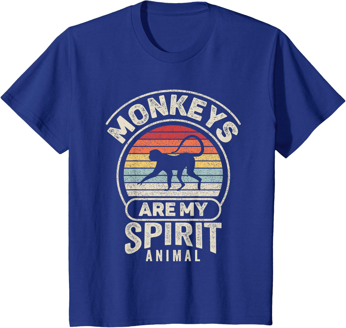Retro Monkeys Are My Spirit Animal Monkey Lover T-Shirt - Royal Blue