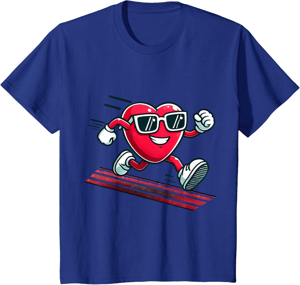 Valentine’s Day Love Heart Runner Track Running T-Shirt - Royal Blue