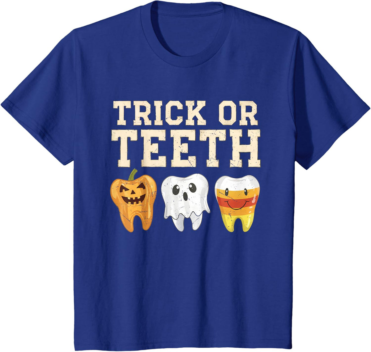 Trick Or Teeth Halloween Dental Crew Dentist Boys Girls Kids T-Shirt - Royal Blue