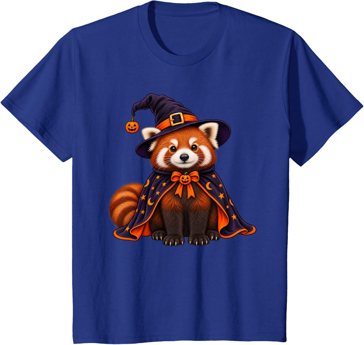 Red Panda Dressed As A Witch Halloween T-Shirt - Royal Blue