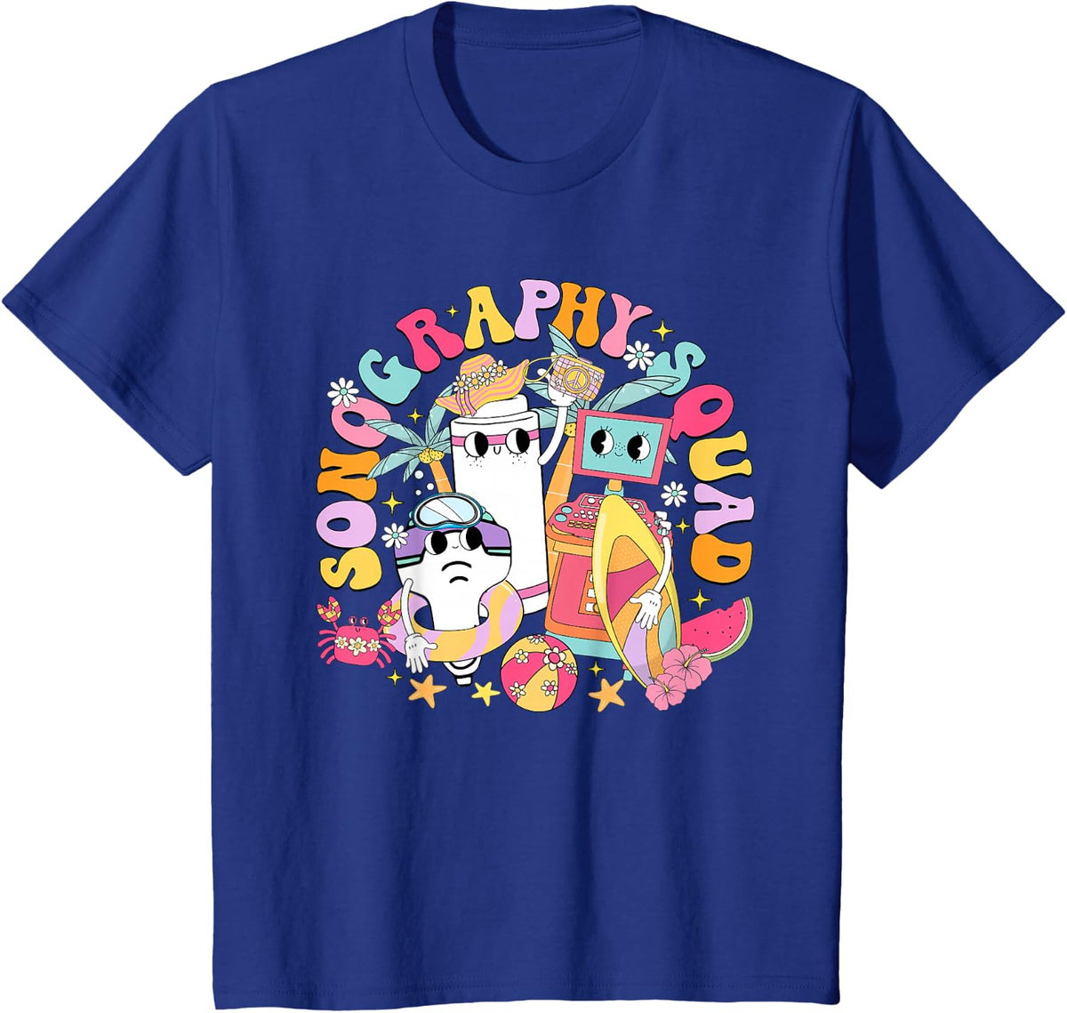 Funny Sonography Squad Summer Float Ultrasound Tech T-Shirt - Royal Blue