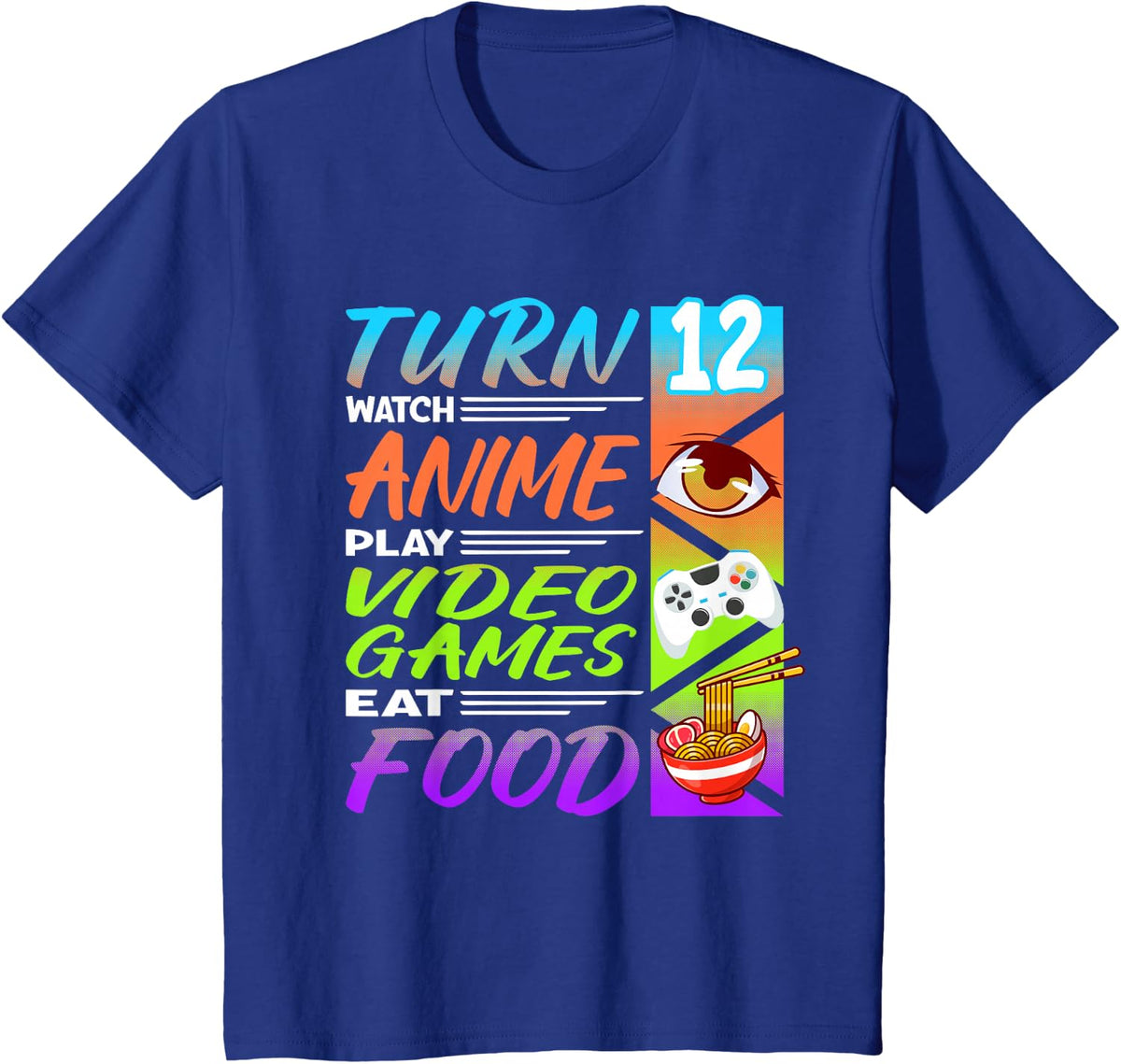 12th Birthday I Gamer I 90s Kawaii Ramen Noodles Anime T-Shirt - Royal Blue