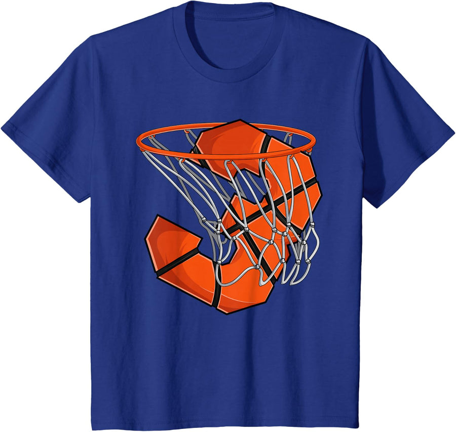 3rd Birthday Basketball Shirt Kids, Boys 3 Year Old Toddler T-Shirt - Royal Blue
