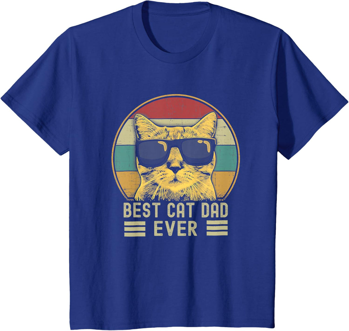 Best Cat Dad Ever Funny Retro Cat Dad Cat Father's Day T-Shirt - Royal Blue