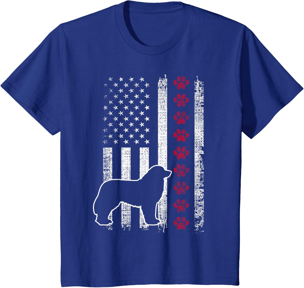 Vintage Retro American Flag Leonberger T-Shirt - Royal Blue