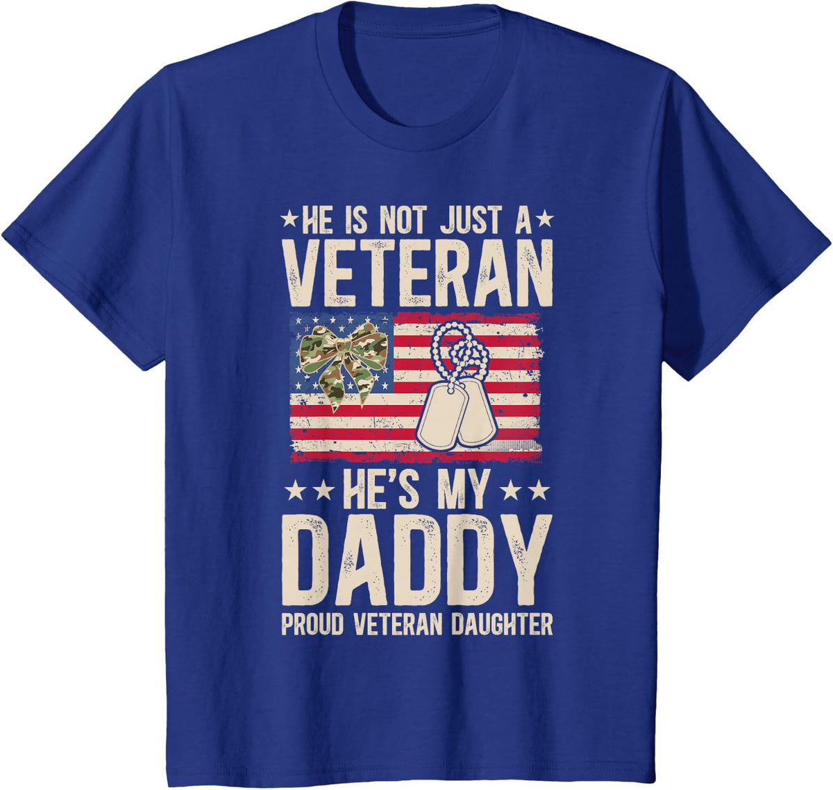 Proud Veteran Daughter US Flag Daughter of A Veteran T-Shirt - Royal Blue