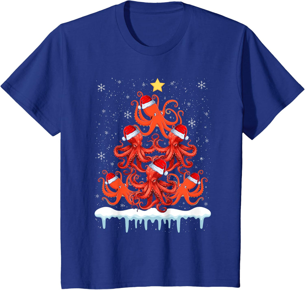 Family Pajama Sets Christmas Matching Octopus Xmas Tree T-Shirt - Royal Blue
