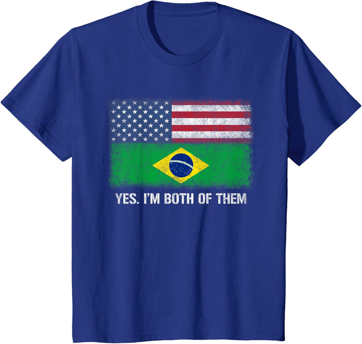 Usa Brazil Brazilian American Flag Dual Citizen Citizenship T-Shirt for Women Kids Men - Royal Blue