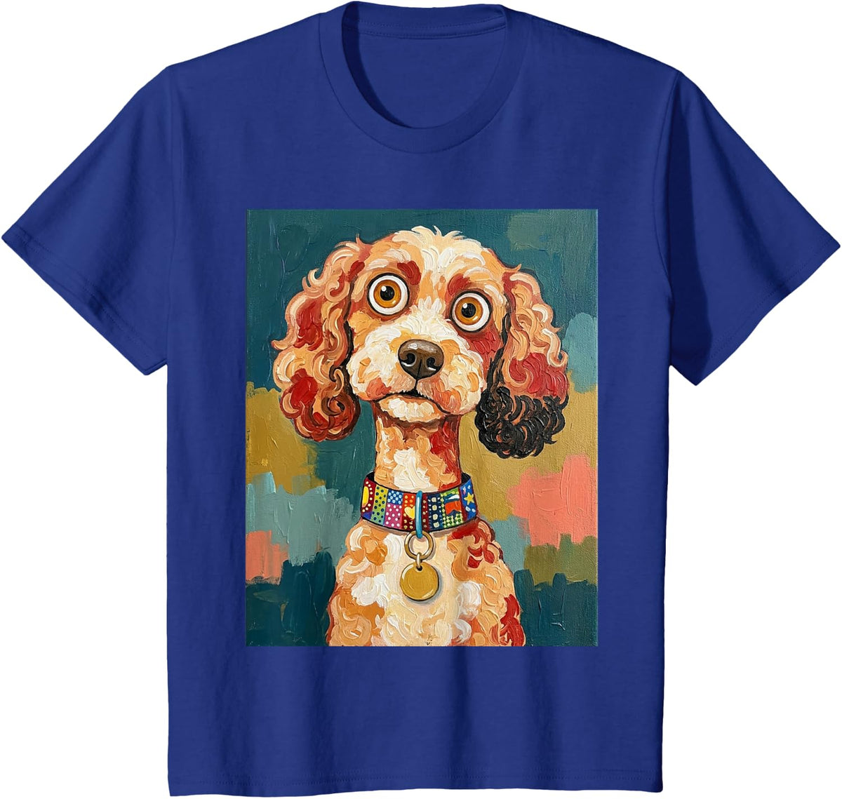 Retro Cavapoo Dog Mom Whimsical Colorful Painting Style T-Shirt - Royal Blue