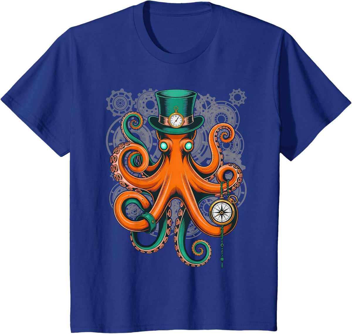 Steampunk Octopus Men Victorian Age T-Shirt - Royal Blue